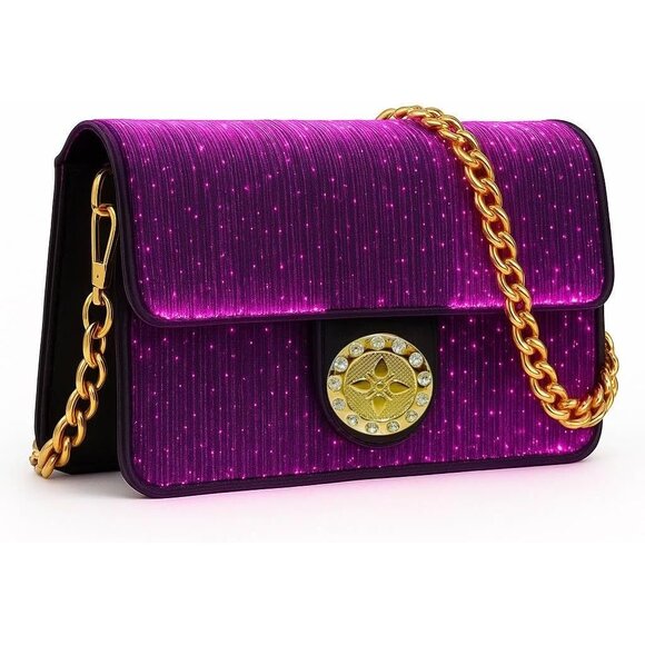 ⚡ Women's Purple Lightweight Leather Crossbody Detachable Strap Clutch Bag - Picture 1 of 3